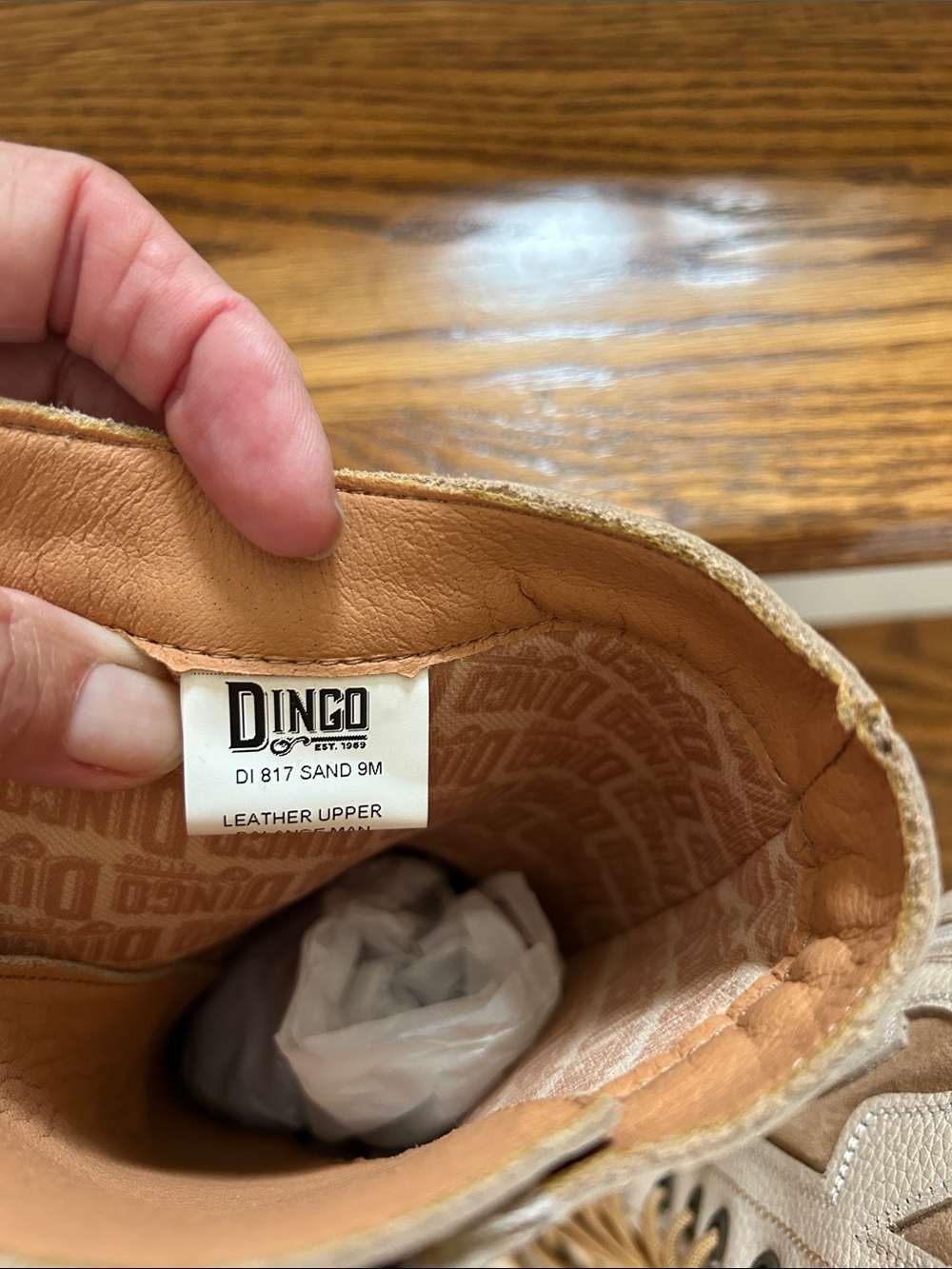 Dingo  Beige Lace-Up Western Boots - Picture 2 of 4